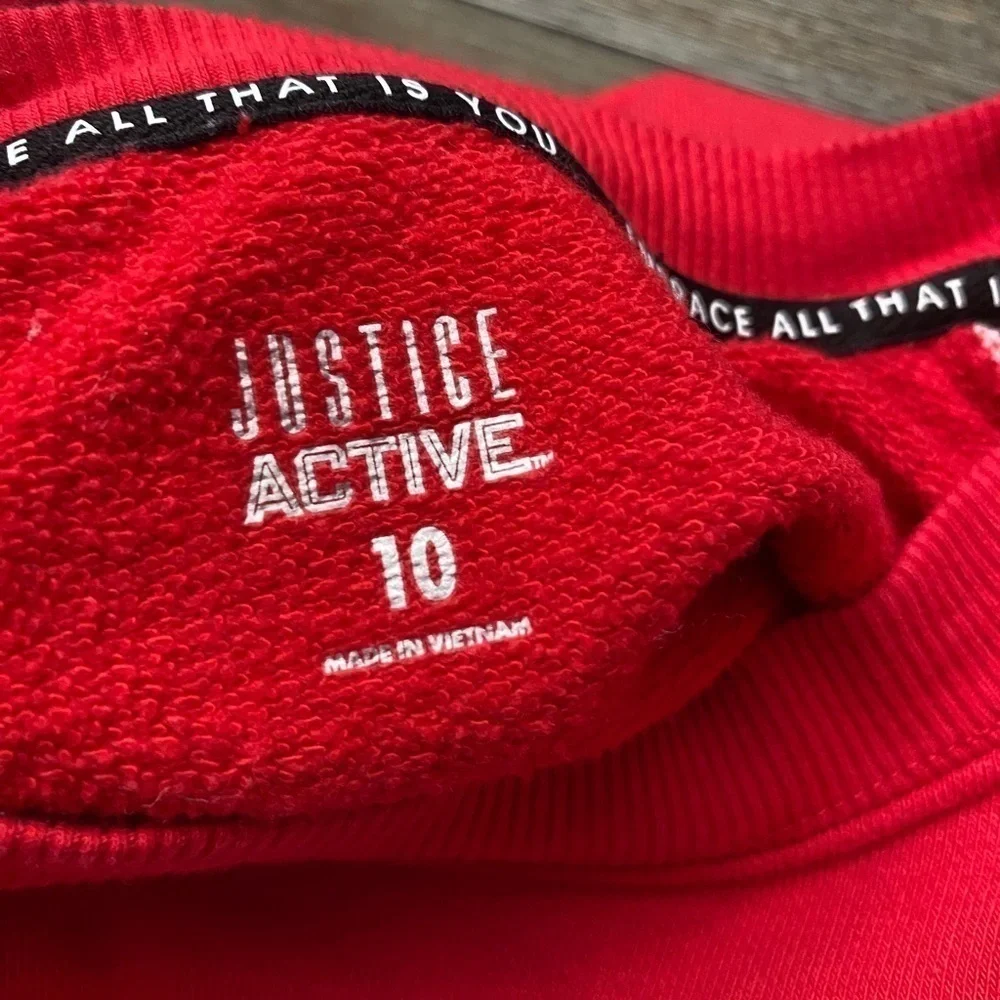 Justice girls Active Pullover Red Sweatshirt size 10 cropped